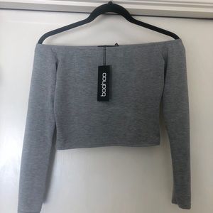 Grey Off The Shoulder Top
